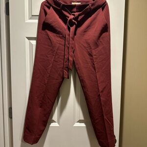 Boden Hampstead Tie Waist Trouser Pants Maroon Size US 6